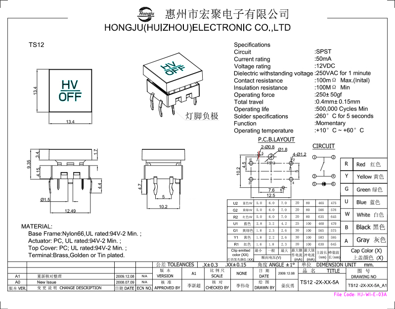 輕觸開關(guān)TS12圖紙